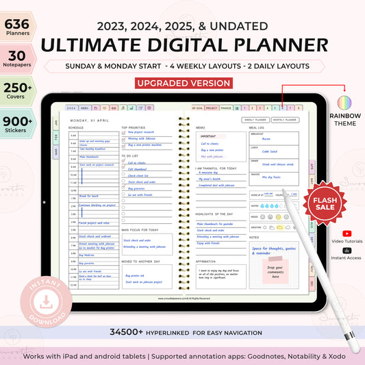 Ultimate Digital Planner | 2023, 2024, 2025 + Undated - RAINBOW